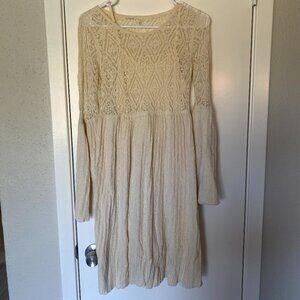 ANTHROPOLOGIE - Floreat | Long Sleeve Lace Crochet Sweater Dress
